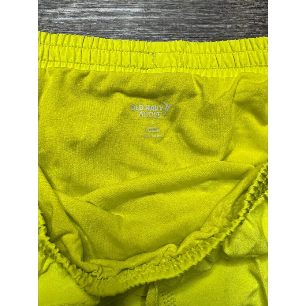 Old Navy Active Womens L Go-Dry Yellow Workout Lined Shorts Mesh K2 - Picture 5 of 7